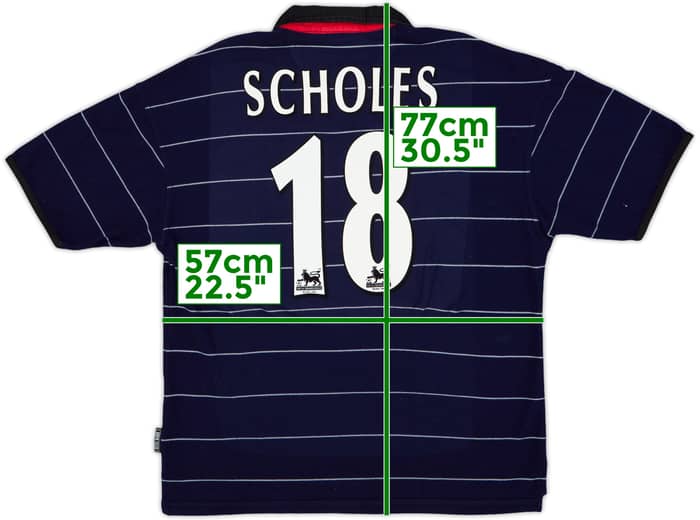 1999-00 Manchester United Away Shirt Scholes #18 - 9/10 - (L)