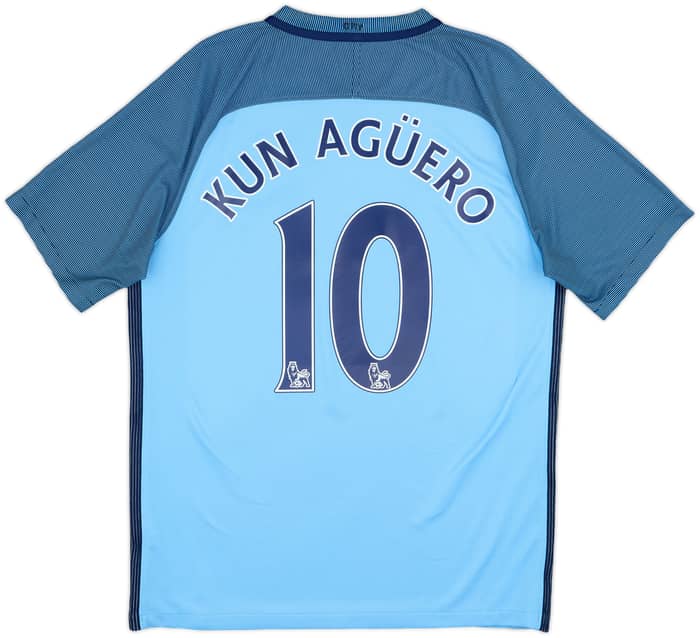 2016-17 Manchester City Home Shirt Kun Aguero #10 - 9/10 - (M)
