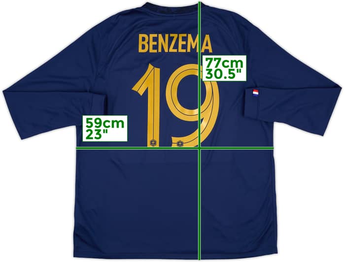 2022-23 France Home L/S Shirt Benzema #19 - 8/10 - (XL)
