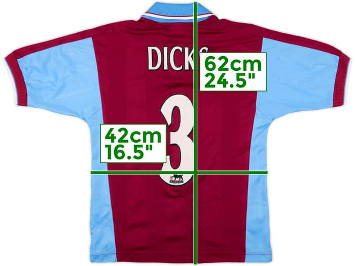 1998-99 West Ham Home Shirt Dicks #3 - 8/10 - (L.Boys)