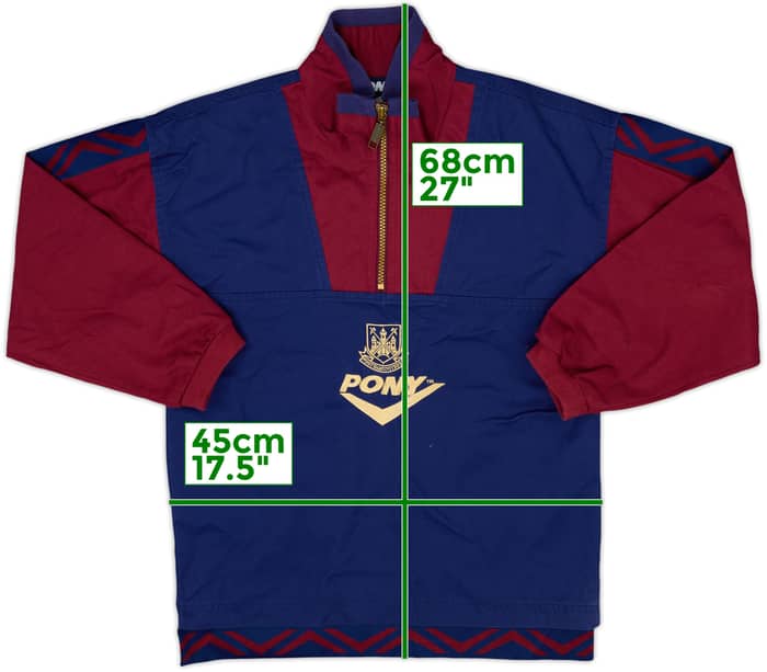 1993-95 West Ham Pony 1/4 Zip Drill Top - 10/10 - (L.Boys)