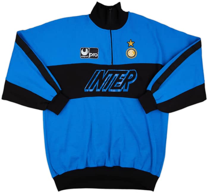 1990-91 Inter Milan Uhlsport 1/4 Zip Sweat Top - 8/10 - (M)