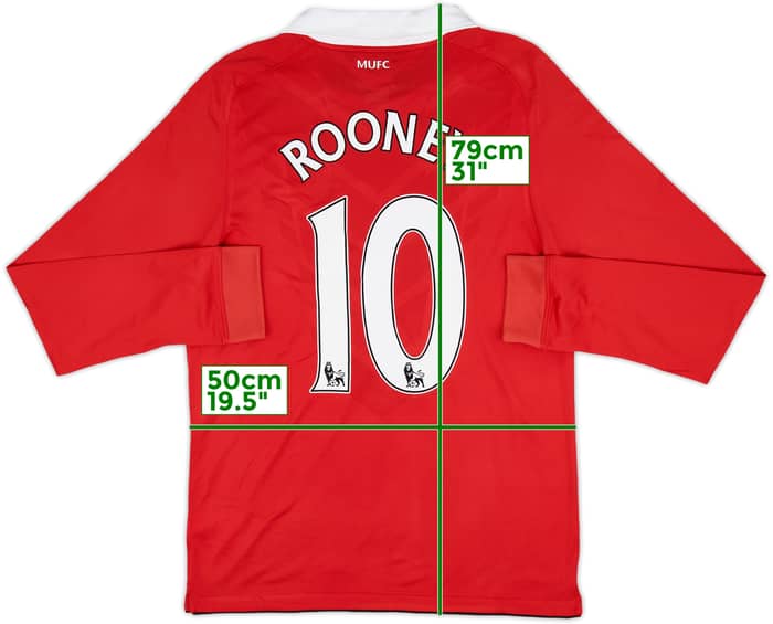 2010-11 Manchester United Home L/S Shirt Rooney #10 (M)