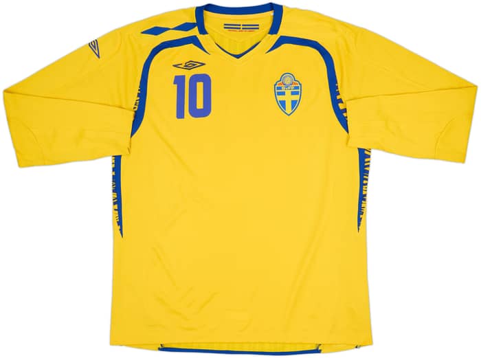 2007-09 Sweden Home L/S Shirt Ibrahimovic #10 - 5/10 - (XL)