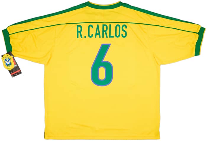1998-00 Brazil Home Shirt R.Carlos #6 (XXL)