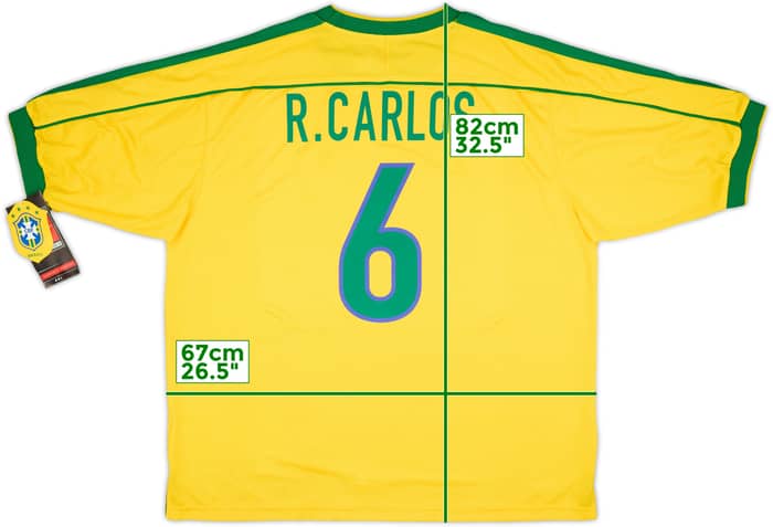 1998-00 Brazil Home Shirt R.Carlos #6 (XXL)