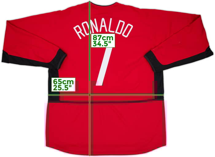 2002-04 Manchester United Home L/S Shirt Ronaldo #7 - 8/10 - (XXL)