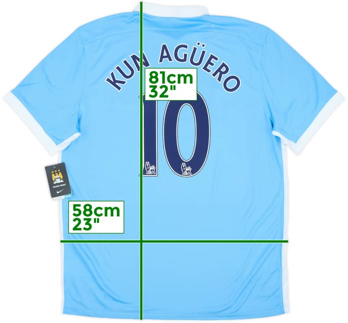 2015-16 Manchester City Home Shirt Kun Aguero #10 (XL)