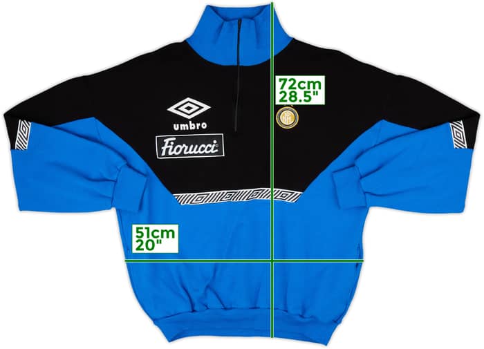 1991-92 Inter Milan Umbro 1/4 Zip Sweat Top - 8/10 - (XL)