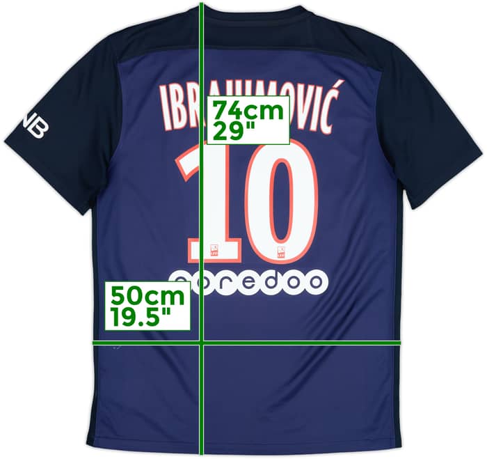 2015-16 Paris Saint-Germain Home Shirt Ibrahimovic #10 - 8/10 - (M)