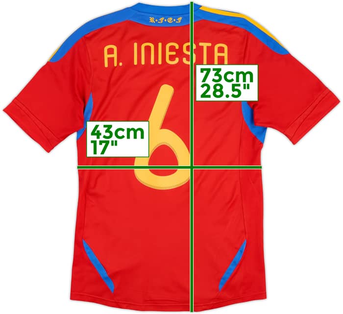 2010-11 Spain Home Shirt A.Iniesta #6 - 7/10 - (S)