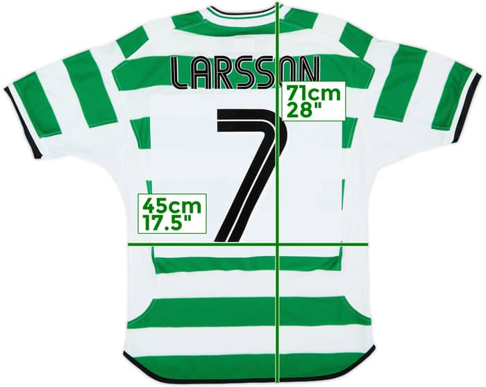 2001-03 Celtic Home Shirt Larsson #7 - 8/10 - (M)
