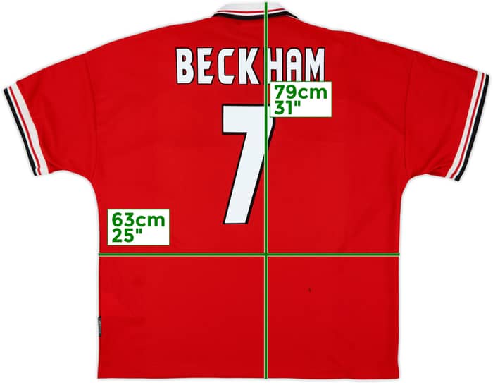 1998-00 Manchester United Home Shirt Beckham #7 - 8/10 - (XXL)