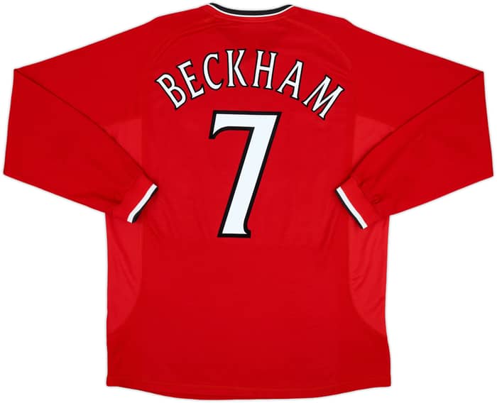 2000-02 Manchester United Home L/S Shirt Beckham #7 - 9/10 - (L)
