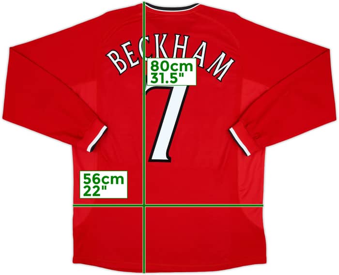 2000-02 Manchester United Home L/S Shirt Beckham #7 - 9/10 - (L)
