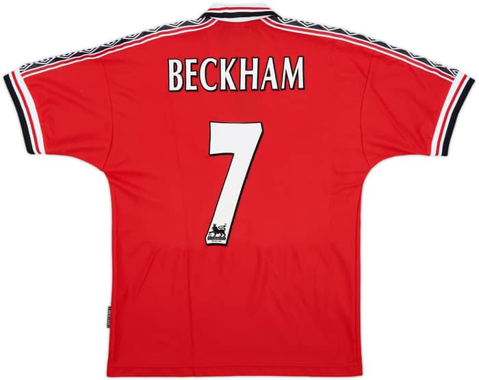1998-00 Manchester United Home Shirt Beckham #7 - 8/10 - (L.Boys)