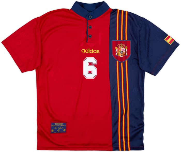 1996-98 Spain Home Shirt R.Hierro #6 - 8/10 - (M)