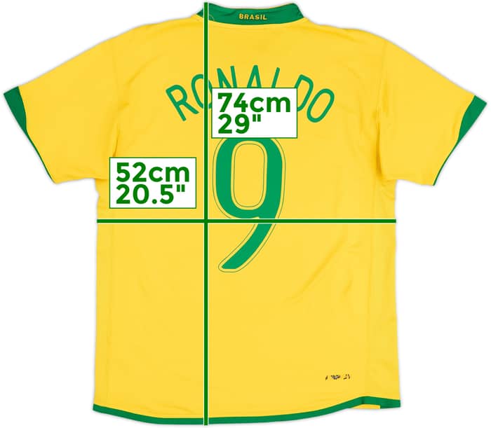 2006-08 Brasil Camiseta de local Ronaldo #9 - 6/10 - (M)