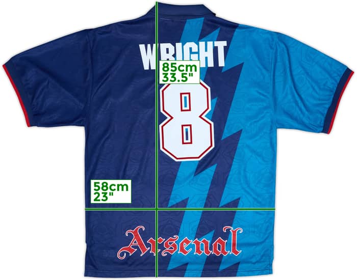 1995-96 Arsenal Away Shirt Wright #8 - 8/10 - (XL)
