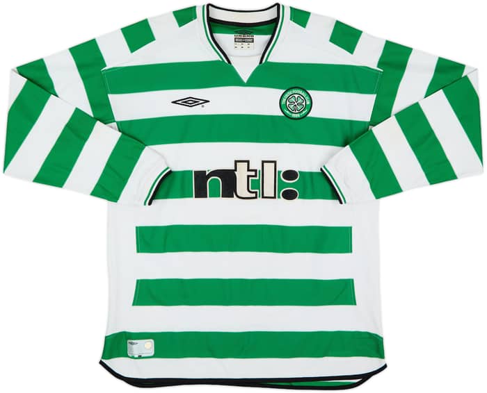 2001-03 Celtic Home L/S Shirt Larsson #7 - 8/10 - (XL)