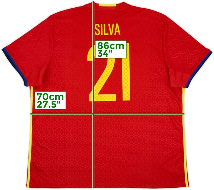2016-17 Spain Home Shirt Silva #21 - 8/10 - (XXL)