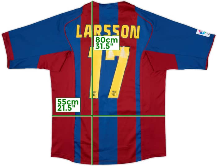 2004-05 Barcelona Home Shirt Larsson #17 - 6/10 - (L)