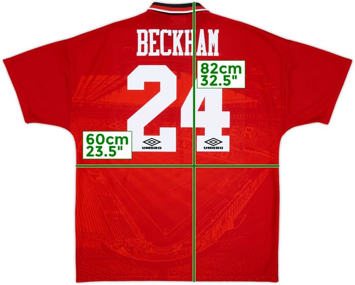 1994-96 Manchester United Home Shirt Beckham #24 - 10/10 - (XL)