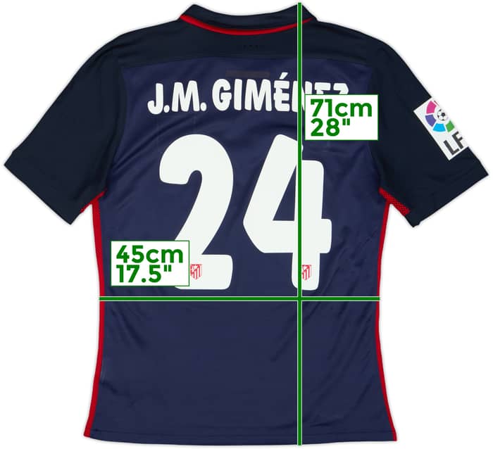 2015-16 Atletico Madrid Authentic Away Shirt J.M.Gimenez #24 - 9/10 - (M)