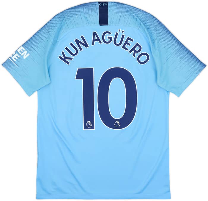 2018-19 Manchester City Home Shirt Kun Aguero #10 - 9/10 - (M)