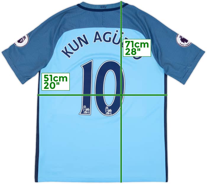 2016-17 Manchester City Home Shirt Kun Aguero #10 - 8/10 - (M)