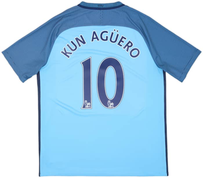 2016-17 Manchester City Home Shirt Kun Aguero #10 - 8/10 - (L)