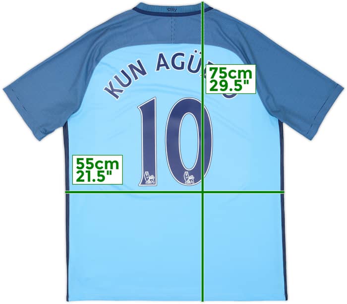 2016-17 Manchester City Home Shirt Kun Aguero #10 - 8/10 - (L)