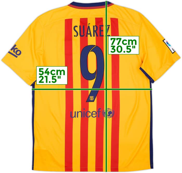 2015-16 Barcelona Away Shirt Suarez #9 - 10/10 - (L)