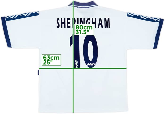 1995-97 Tottenham Home Shirt Sheringham #10 - 8/10 - (XL)