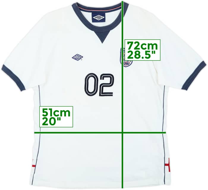 2002-03 England Umbro Retro Camiseta de Algodón #02 - 6/10 - (L)