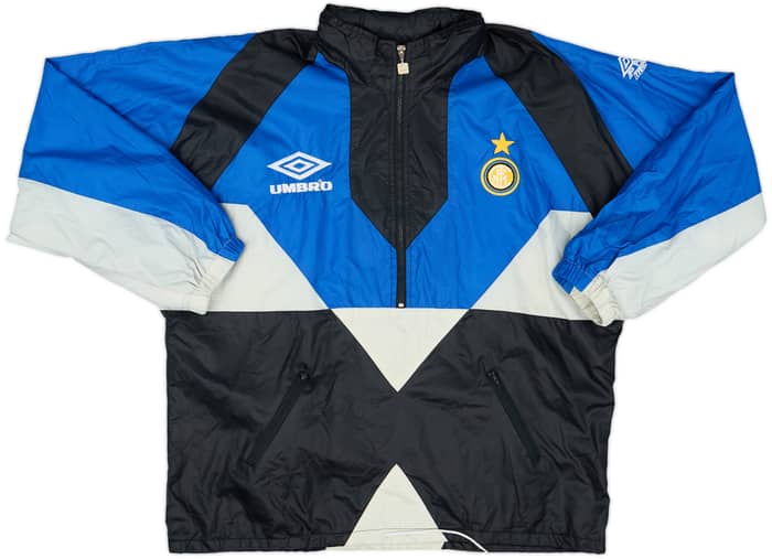 1991-92 Inter Milan Umbro 1/2 Zip Hooded Rain Jacket - 8/10 - (XL)