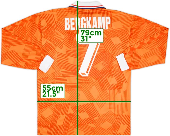 1992-94 Netherlands Home L/S Shirt Bergkamp #7 - 6/10 - (L)