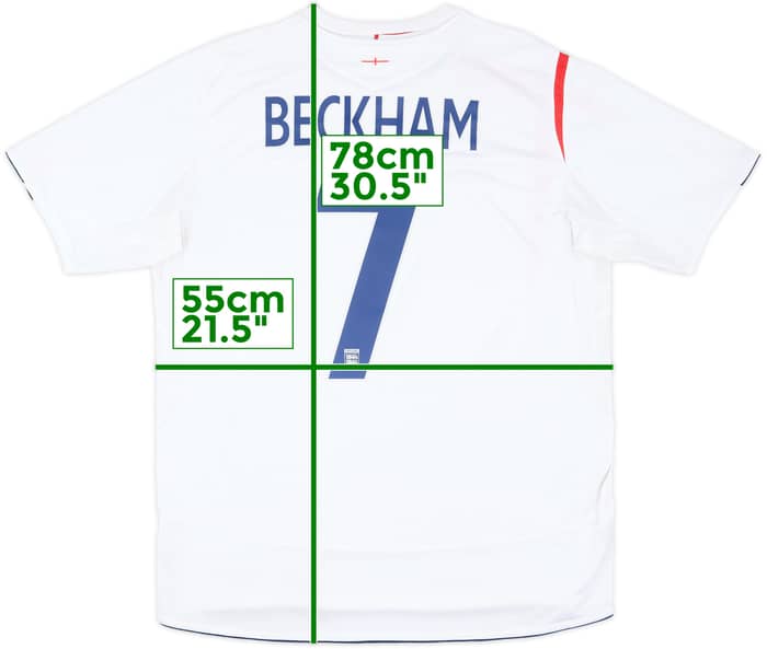 2005-07 England Home Shirt Beckham #7 - 5/10 - (XL)