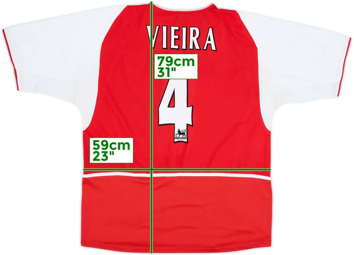 2002-04 Arsenal Home Shirt Viera #4 - 8/10 - (XL)