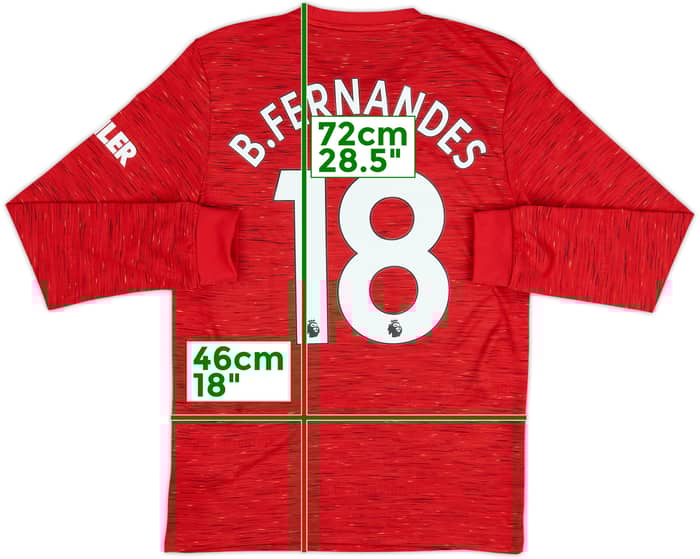 2020-21 Manchester United Home L/S Shirt B.Fernandes #18 - 8/10 - (S)