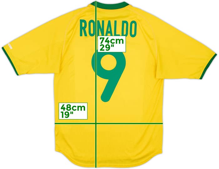 2000-02 Brazil Home Shirt Ronaldo #9 - 8/10 - (S)