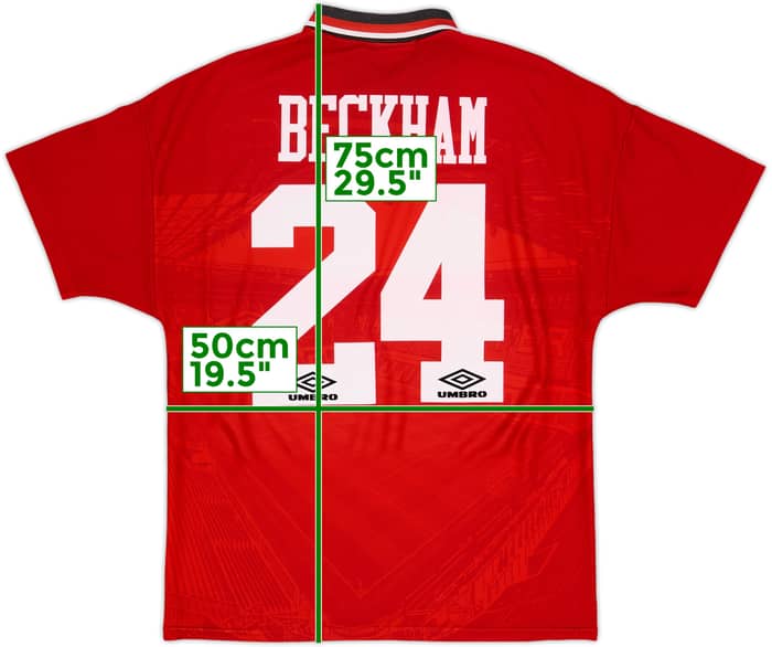 1994-96 Manchester United Home Shirt Beckham #24 - 7/10 - (M)