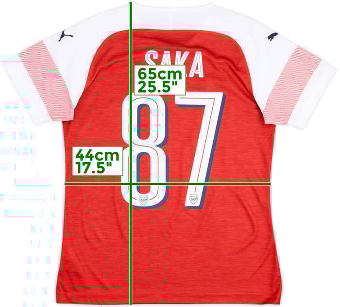 2018-19 Arsenal Home Shirt Saka #87 - 9/10 - (Women's M)