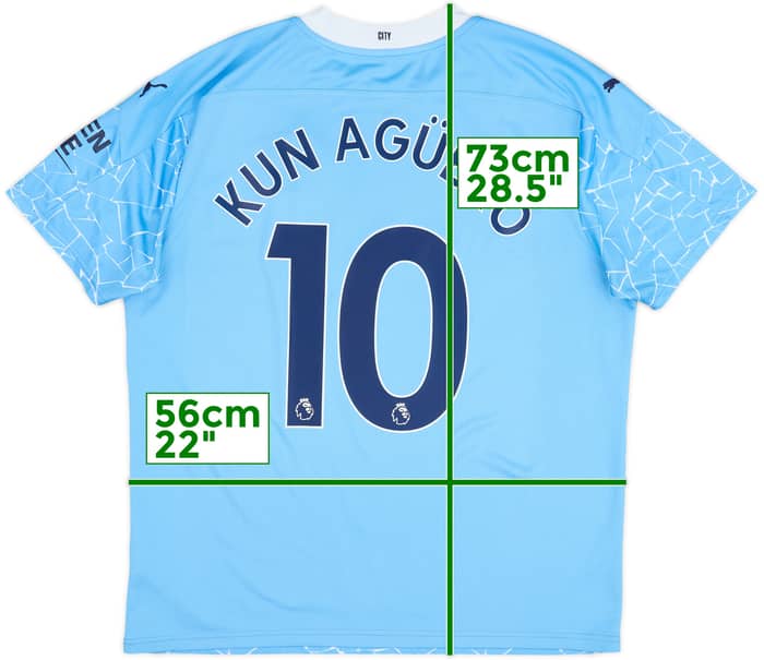 2020-21 Manchester City Home Shirt Kun Aguero #10 - 8/10 - (XL)