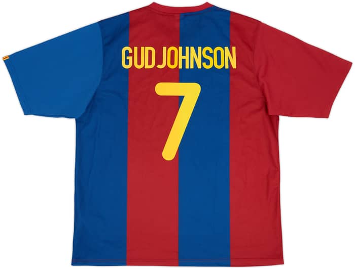 2007-08 Barcelona Basic Home Shirt Gudjohnson #7 - 8/10 - (XL)