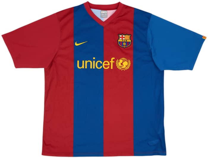 2007-08 Barcelona Basic Home Shirt Gudjohnson #7 - 8/10 - (XL)