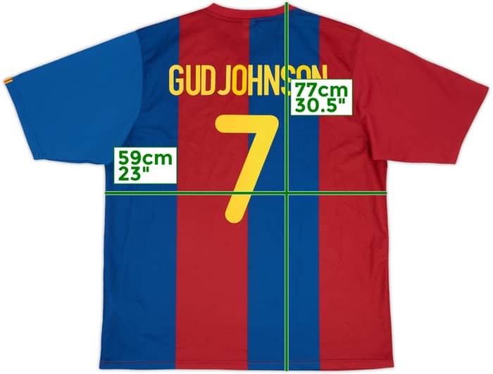 2007-08 Barcelona Basic Home Shirt Gudjohnson #7 - 8/10 - (XL)