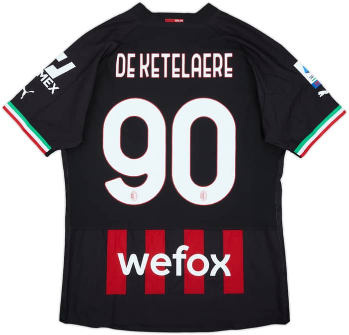 2022-23 AC Milan Authentic Home Shirt De Ketelaere #90 - 9/10 - (L)