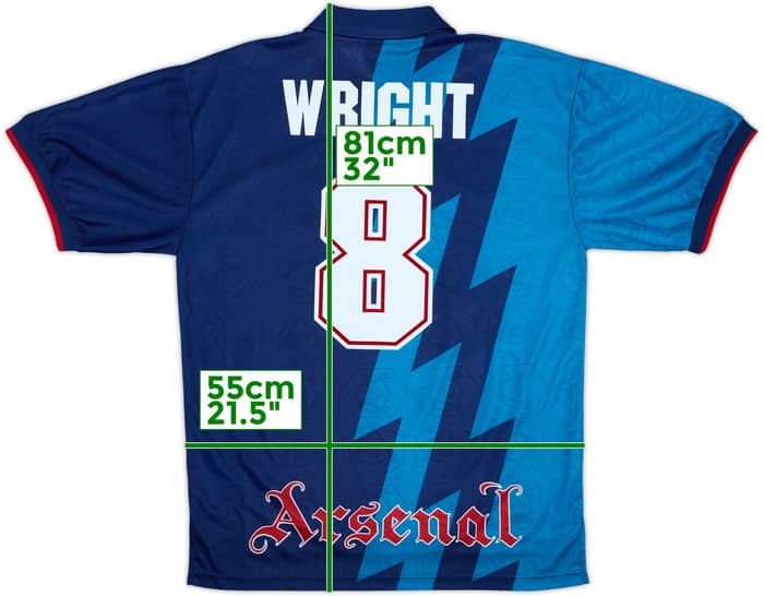 1995-96 Arsenal Away Shirt Wright #8 - 8/10 - (L)