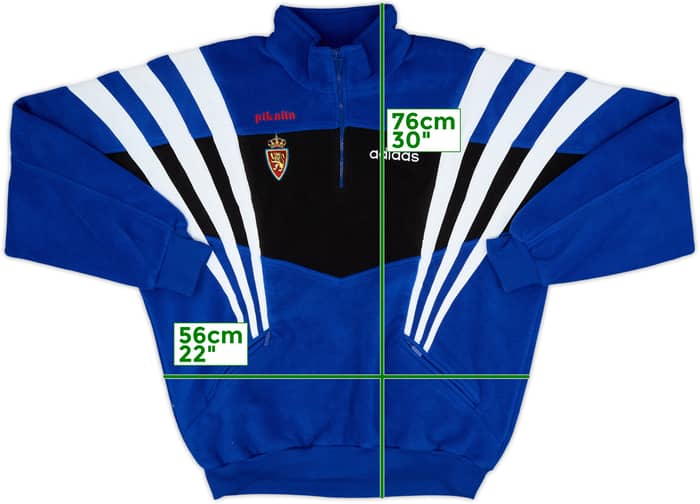 1996-97 Real Zaragoza Versión Jugador adidas 1/4 Zip Sudadera de Forro Polar - 8/10 - (L)